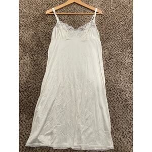 Vintage Womens Slip Dress Size 36 US Medium White Satin Lace Babydoll Feminine